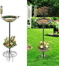42in Pedestal Bird Bath with Planter for Outdoor Bird Lovers