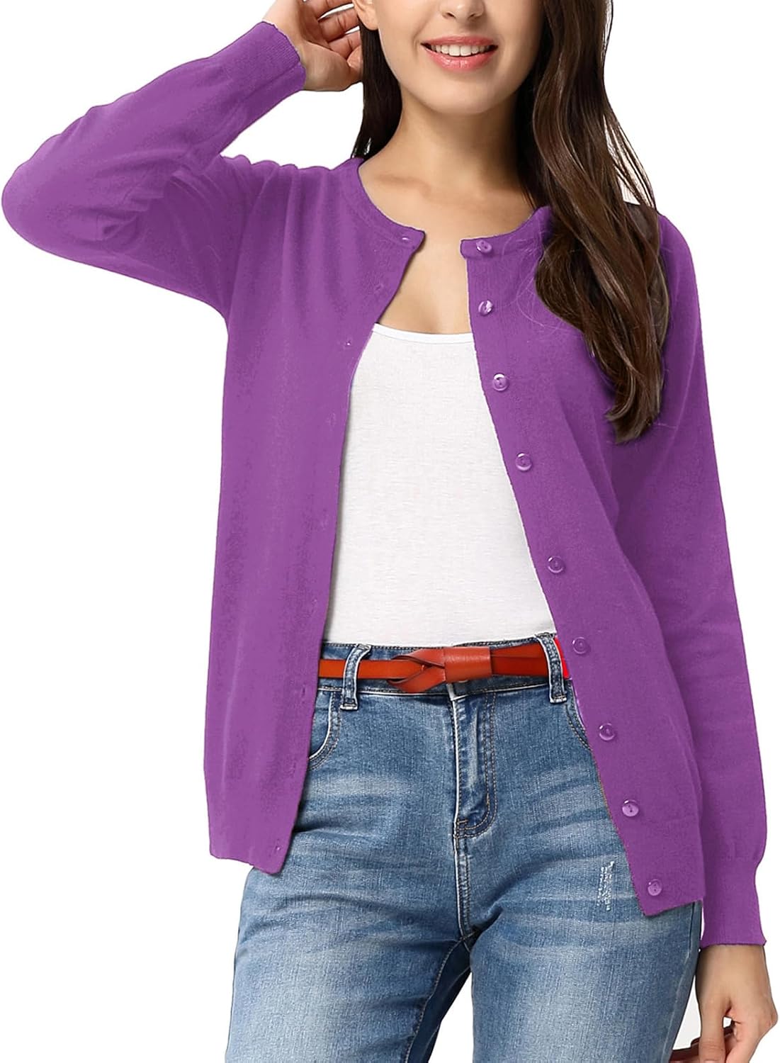 Classic Long Sleeve Knit Cardigan for Women - Stylish Comfort