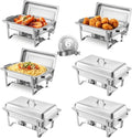 Chafing Dish Buffet Set 8 Qt 6 Pack - Stainless Steel Catering Chafer