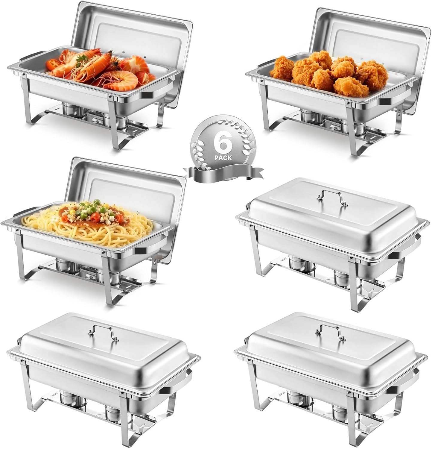 VEVOR Chafing Dish Buffet Set, 8 Qt 6 Pack for Events