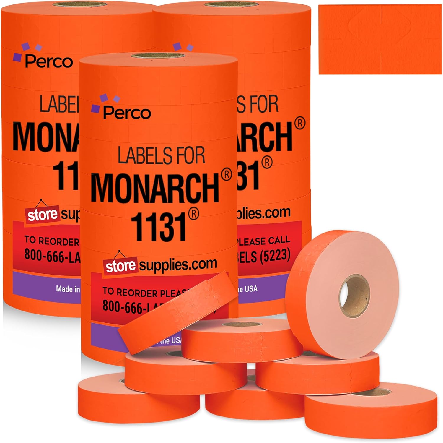Perco Fluorescent Red Pricing Labels for Monarch 1131 Price Gun