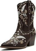 Cowgirl Boots for Women Embroidered Mid-calf Western Style