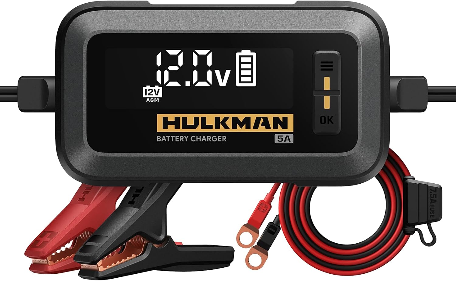 Hulkman Smart Car Battery Charger - 3.2-in LED Display