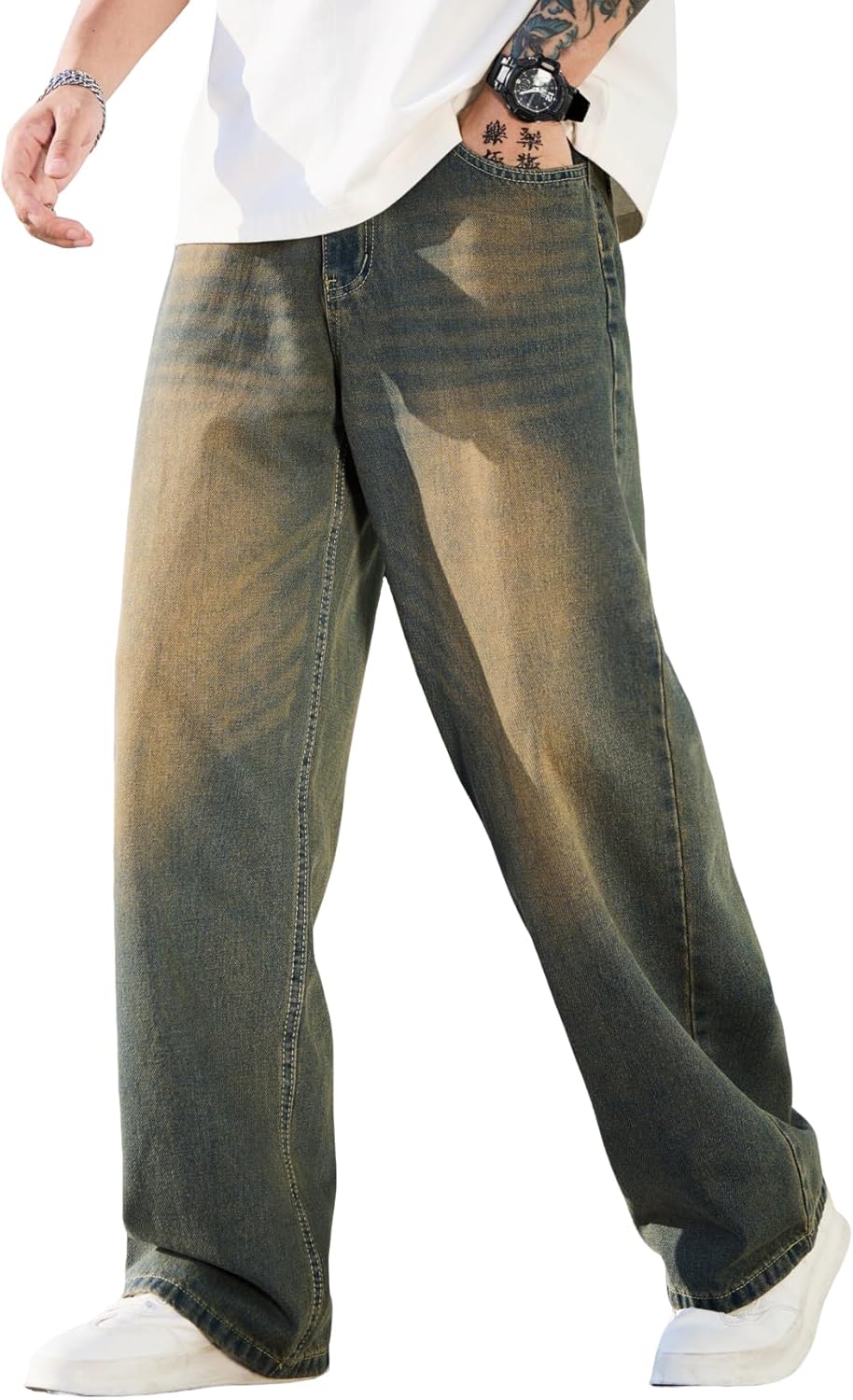 Men's Baggy Jeans Y2K Vintage Wide Leg Denim Pants for Style
