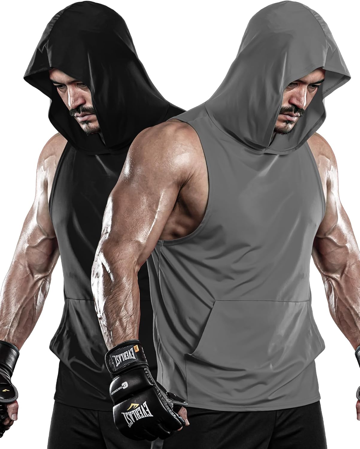 DRSKIN Men's Hooded Tank - Muscle Cut Off for Gym