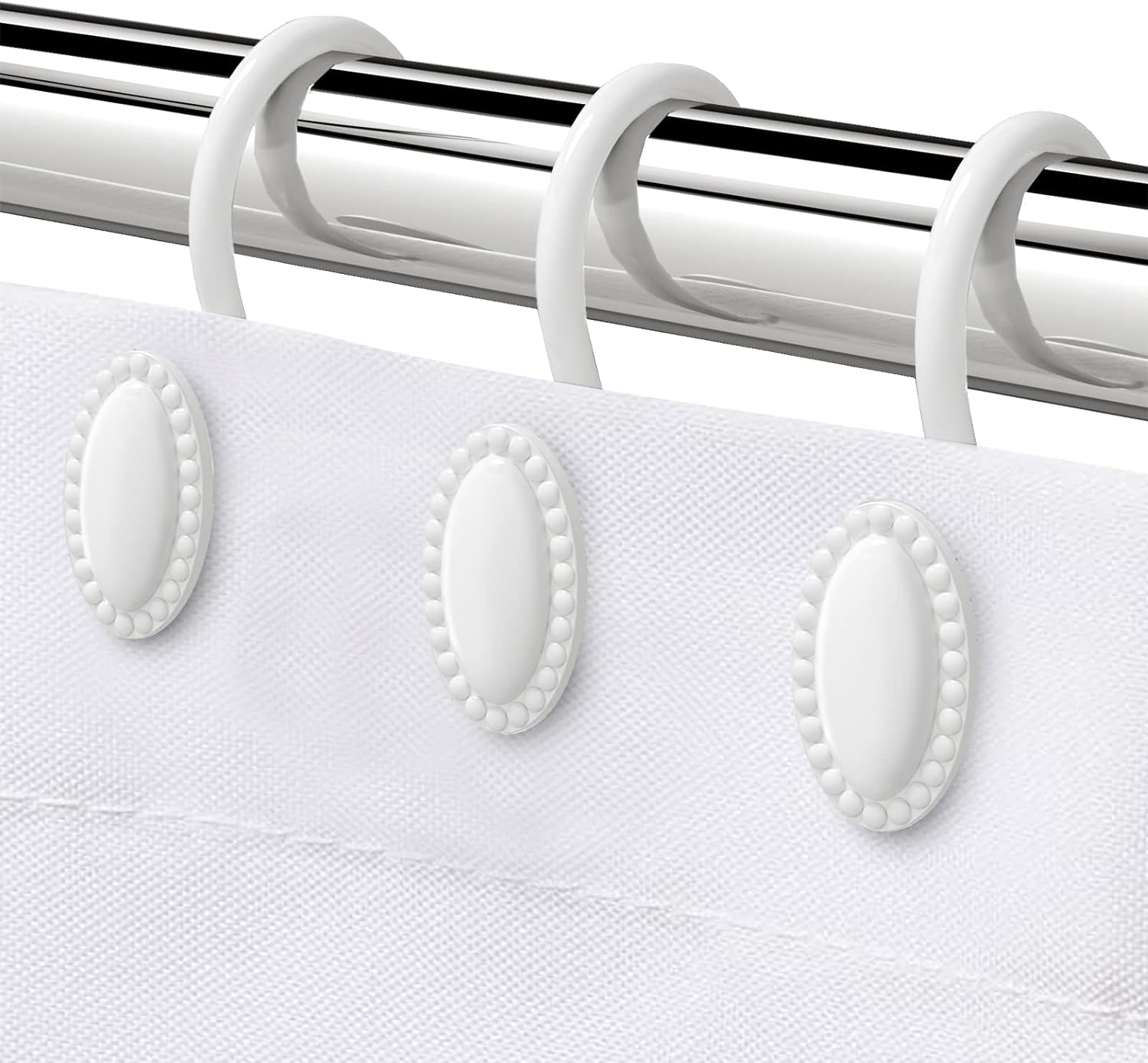 Rust Resistant Glide Shower Rings, Set of 12, White
