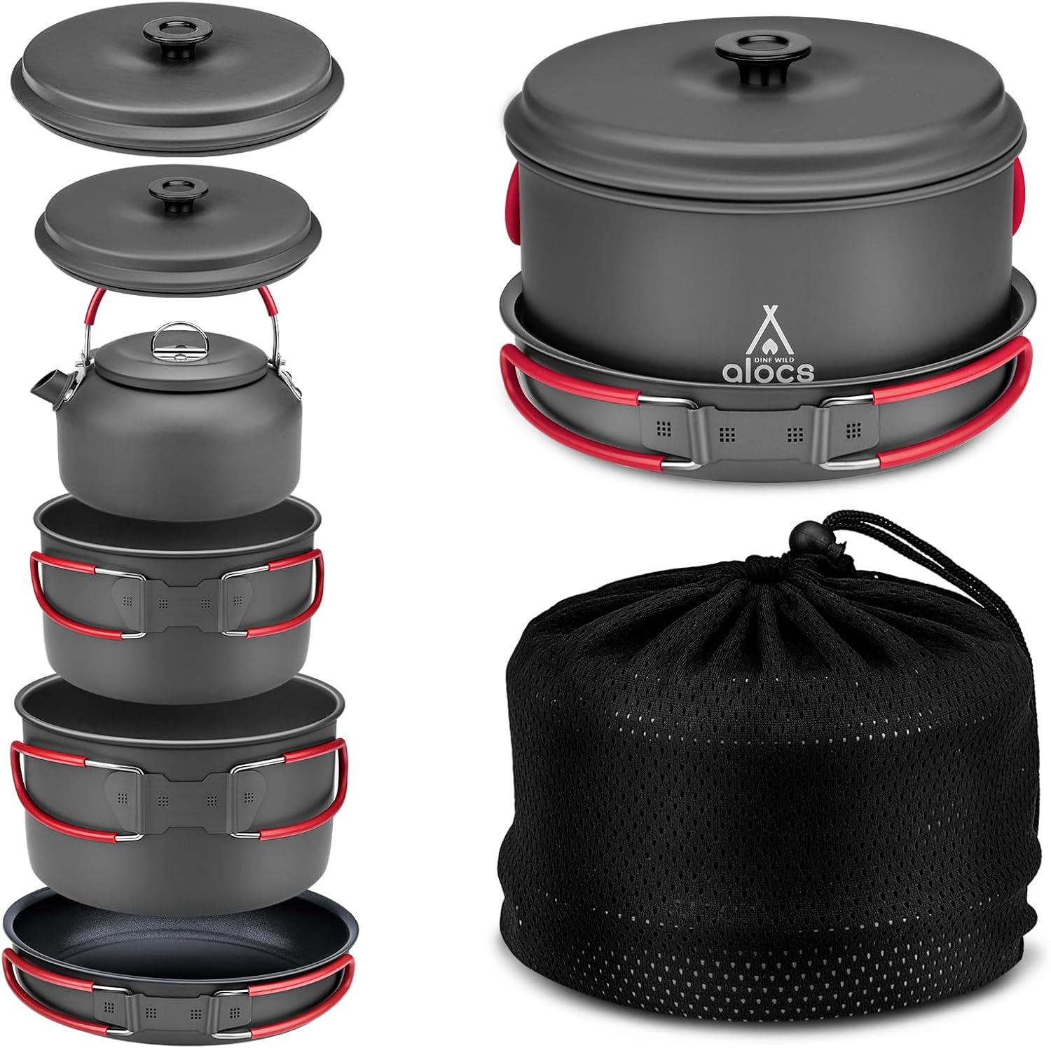 Durable Alumina Camping Cookware Set by Alocs