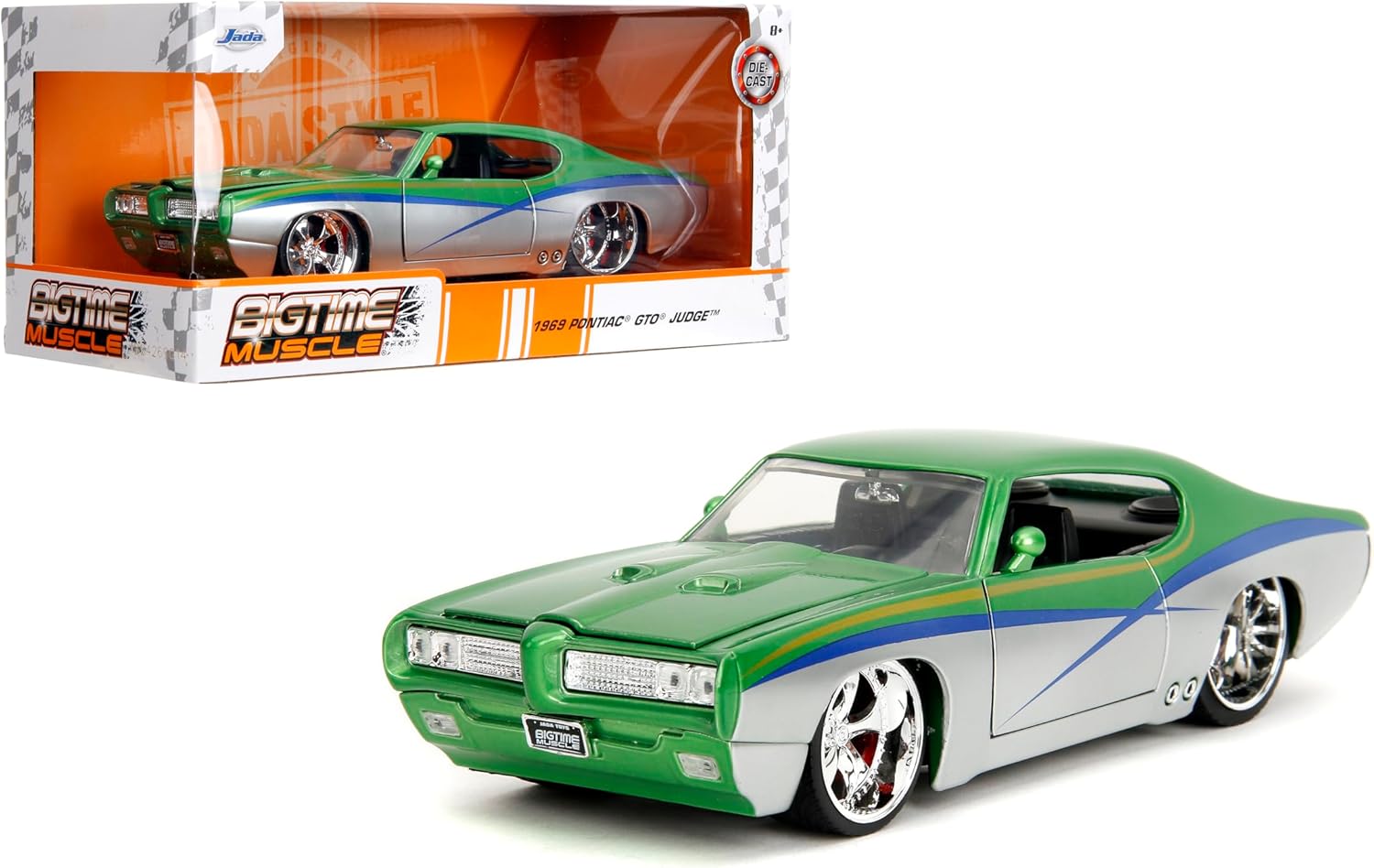1:24 Jada Toys 1969 Pontiac GTO Die-cast Car - Realistic Features!