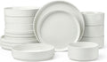 LIANYU Dinnerware Set 16 Piece Speckled White - Durable Stoneware