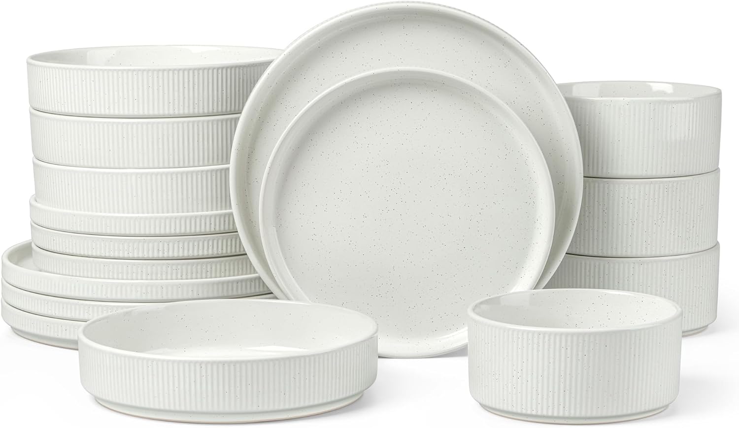 LIANYU Dinnerware Sets with Pasta Bowls for 4, 16 Piece Set