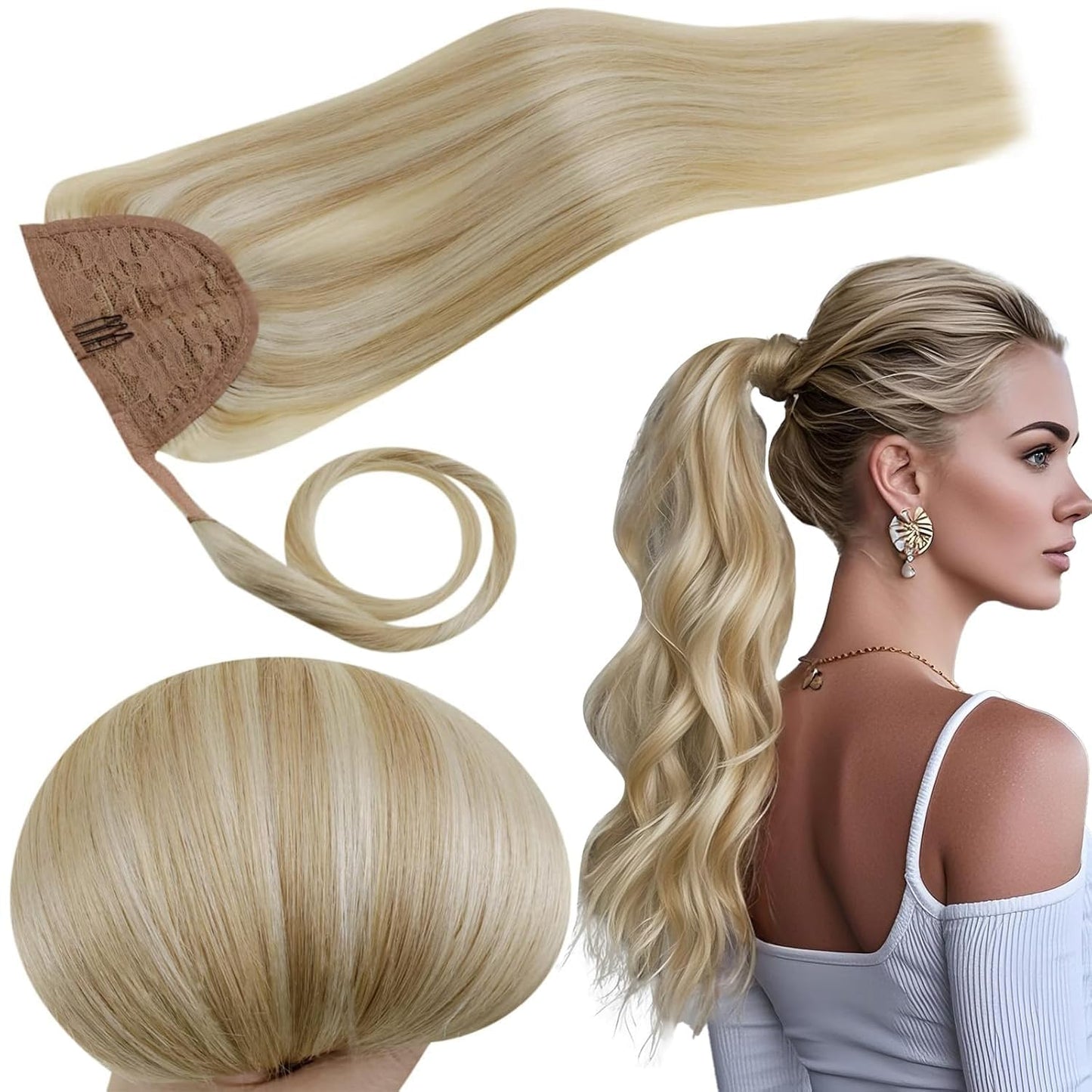 RUNATURE Ponytail Extension Human Hair 12 Inch for Stunning Looks