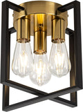 Modern Cube Frame Ceiling Light Fixture, 3 Bulbs - Sleek Black