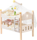 Baby Doll Bunk Beds for 18 in Dolls - 2 in 1 Wooden Crib Set