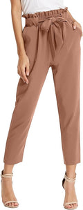 KANCY KOLE Women Paper Bag Pants High Waist with Pockets - Casual