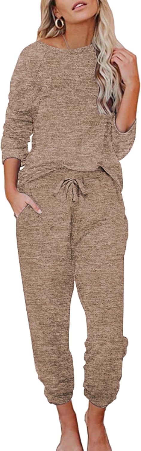 Ekouaer Womens Pajamas Set Long Sleeve Soft Lounge Joggers