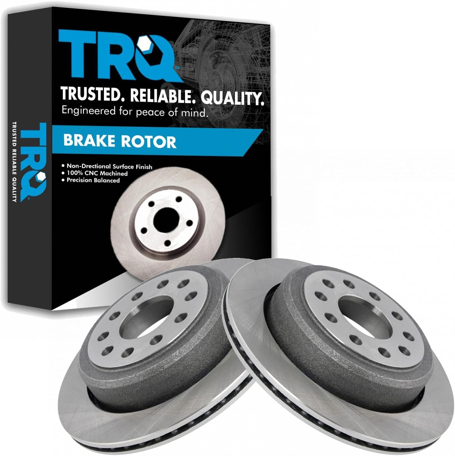 TRQ Rear Brake Rotors Set Vented for Lincoln Town Car 2003-2011