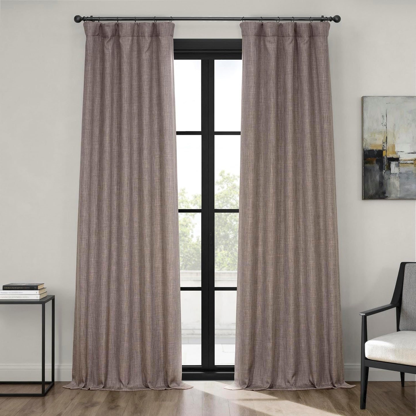 Faux Linen Curtains for Living Room - Textured Room Darkening Drapes