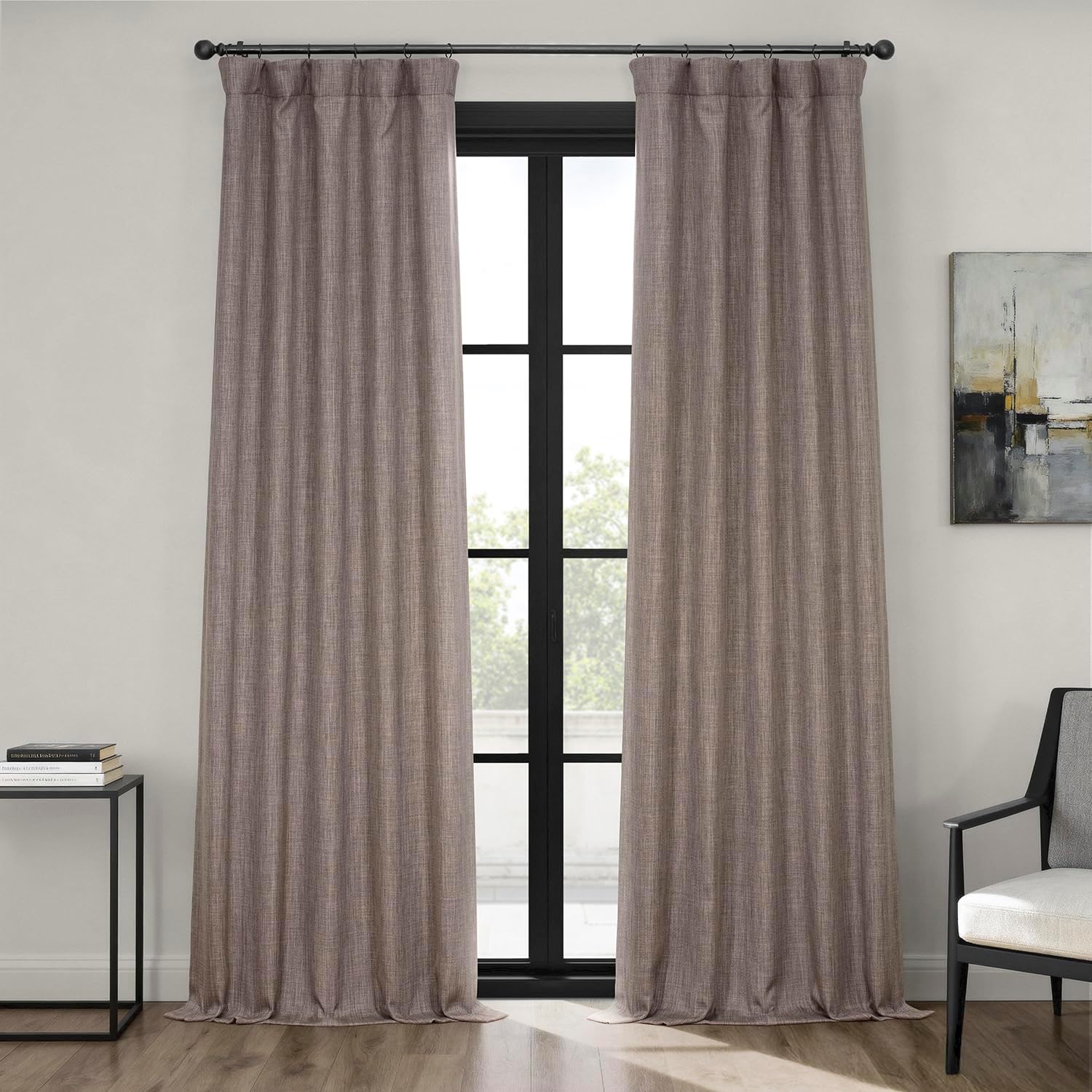 Faux Linen Curtains for Living Room - Textured Room Darkening Drapes