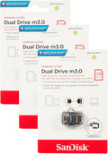SanDisk 128GB Ultra Dual Drive m3.0 - Fast OTG Storage Pack of 3