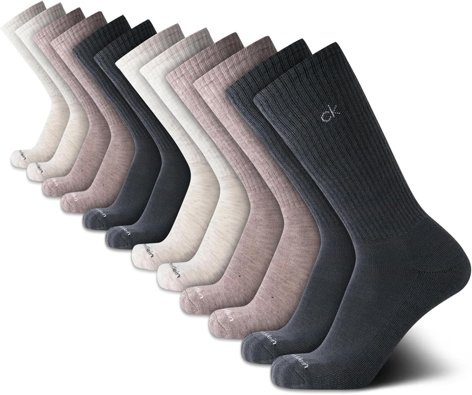 Calvin Klein Mens Crew Socks - 12 Pack Soft Stretch Athletic Socks