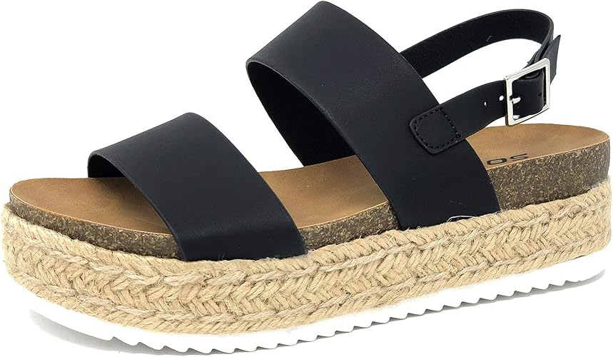 Soda Women's Topic Open Toe Buckle Ankle Strap Espadrille Sandals