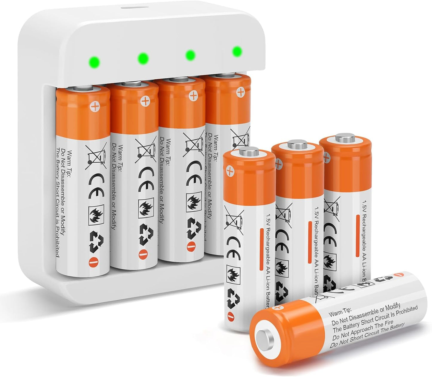 Long-Lasting AA Lithium Batteries 8-Pack + Fast Charger - Fitinoch