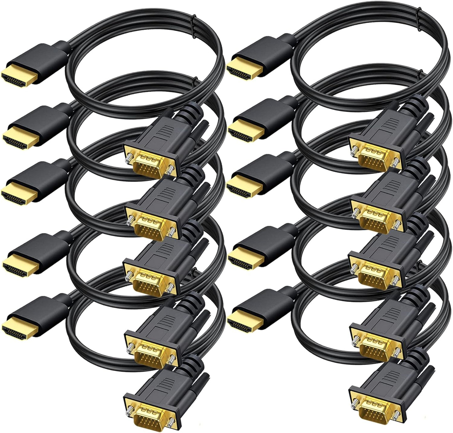 HDMI to VGA Cable 6 Ft - Gold-Plated Male to Male Adapter