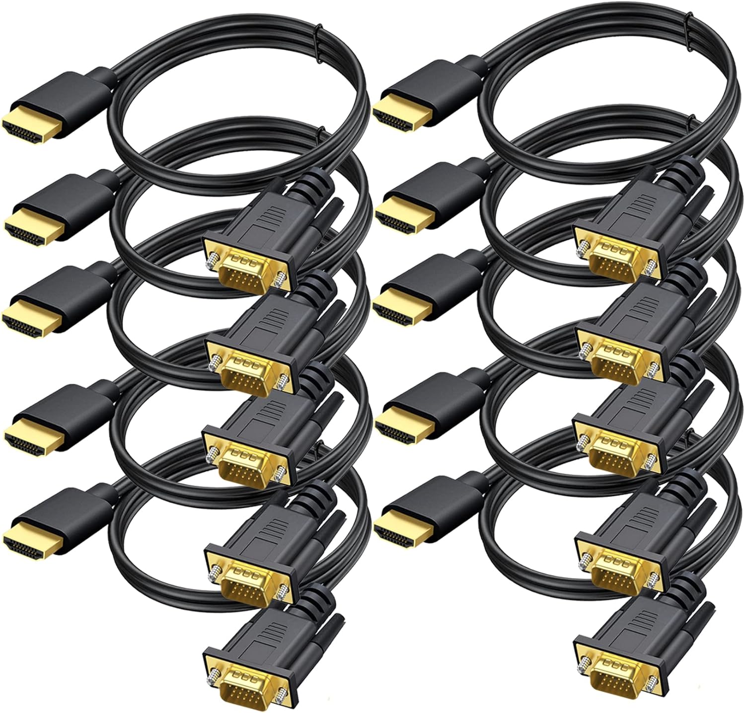 HDMI to VGA Cable 6 Ft - Gold-Plated Male to Male Adapter
