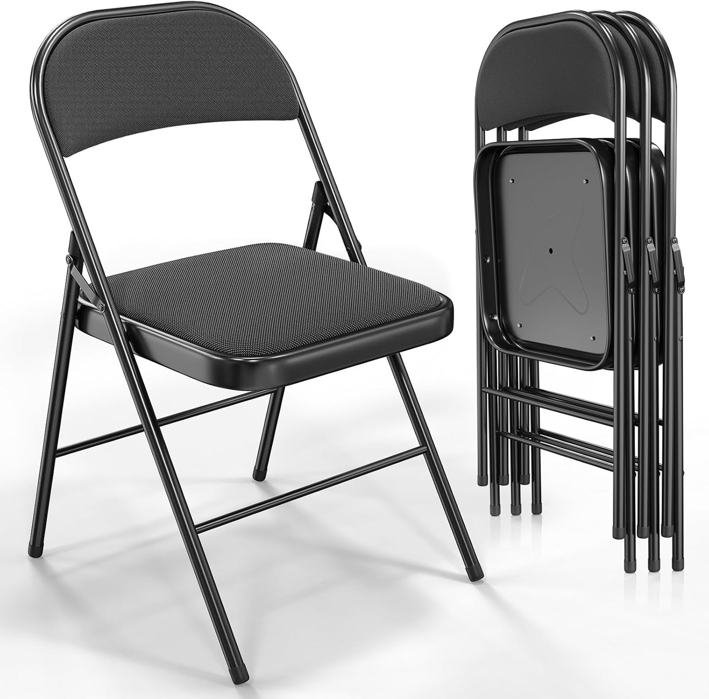 Folding Chairs with Padded Seats and Metal Frame for Comfort