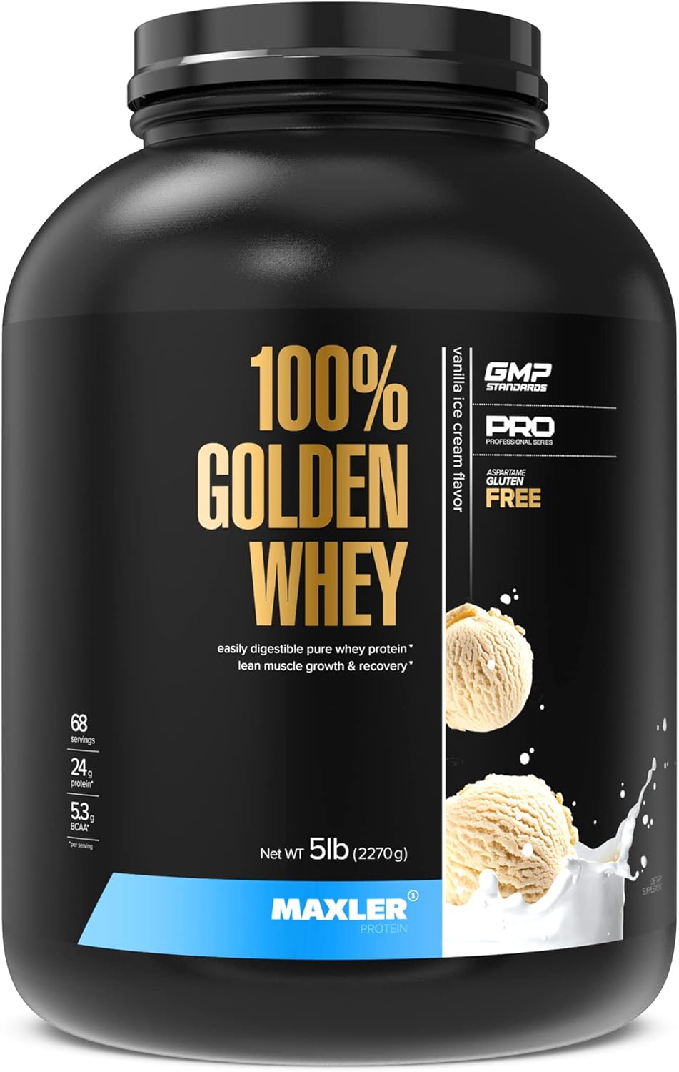 Maxler 100% Golden Whey Protein - Premium Vanilla Ice Cream Flavor