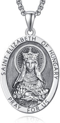 925 Sterling Silver Patron Saint Medal Necklace for Men - 22in Chain