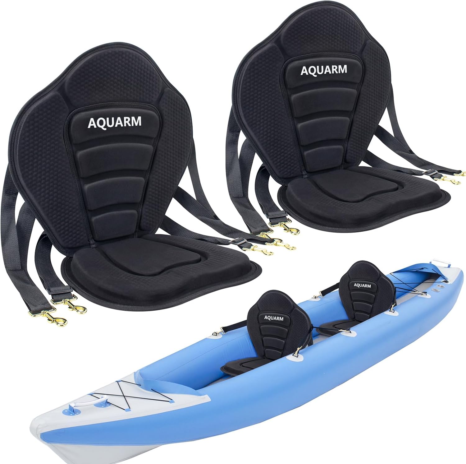 Deluxe Padded Kayak Seat with Adjustable Backrest for Comfort