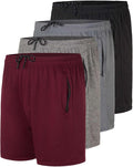 Men's Mesh Athletic Zipper Shorts 4 Pack - Quick Dry Performance Our