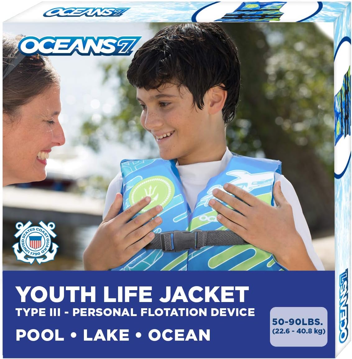 Oceans 7 US Coast Guard Approved Life Jacket for Kids and Youth