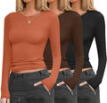 Ekouaer Womens Long Sleeve Thermal Tops 3-Pack - Comfortable Layering
