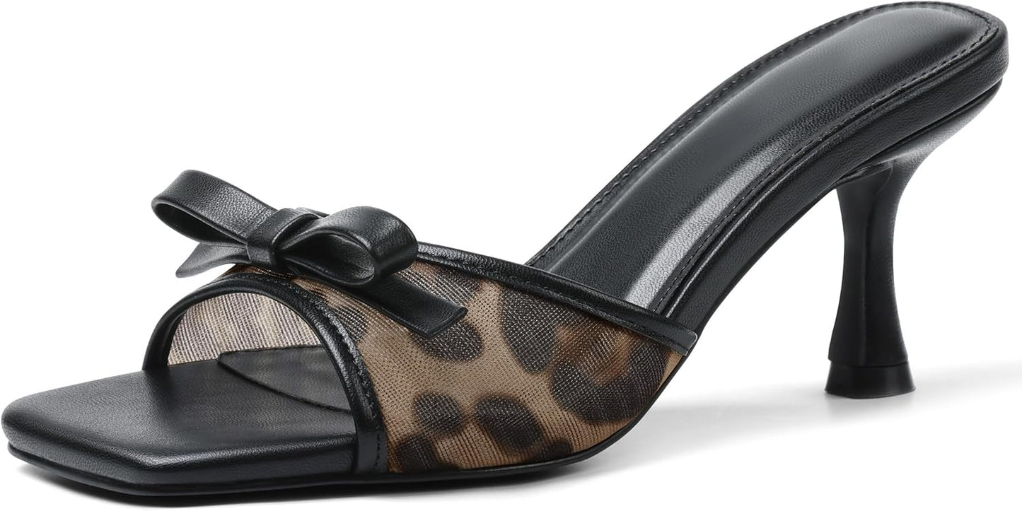 Womens Heeled Sandals Open Square Toe Kitten Heels for Style