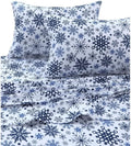 Snowflakes Printed Flannel 170-GSM Solid DP Sheet Set KING - Cozy