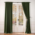Lazzzy Green Velvet Curtain Thermal Insulated Drapes - Moss Green