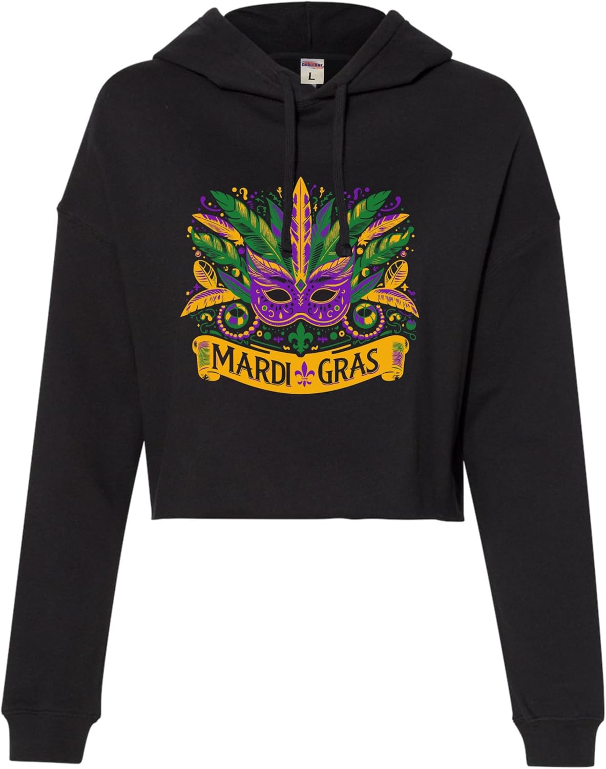 Festive Mardi Gras Cropped Hoodie!