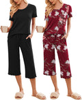 Ekouaer 2 Pack Women's Pajamas Set Capri Sleepwear - Soft Comfort Made