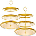 Gerrii 2-Pack Gold 3-Tier Cupcake Display Stands - Elegant Dessert