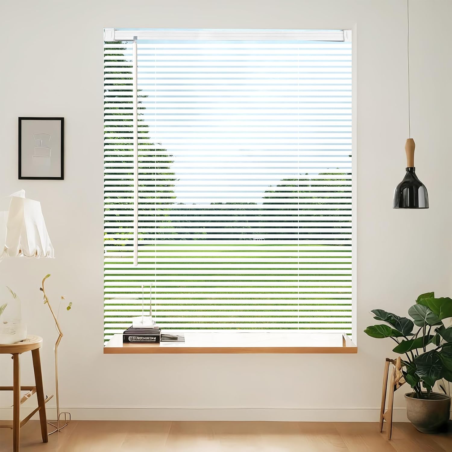 Cordless Vinyl Mini L Blinds for Windows and Doors, 40in W x 48in H