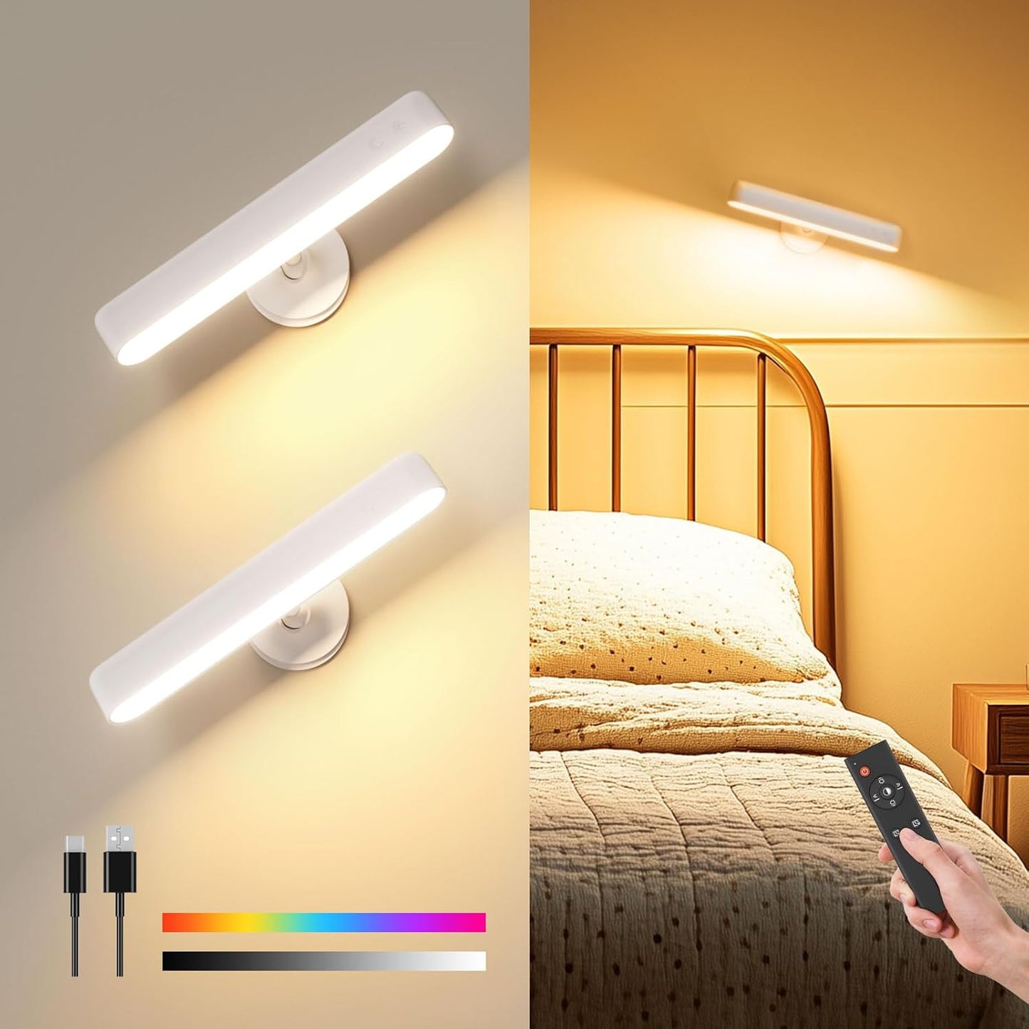 Rechargeable Wall Sconces with 7500mAh Battery for Brightness