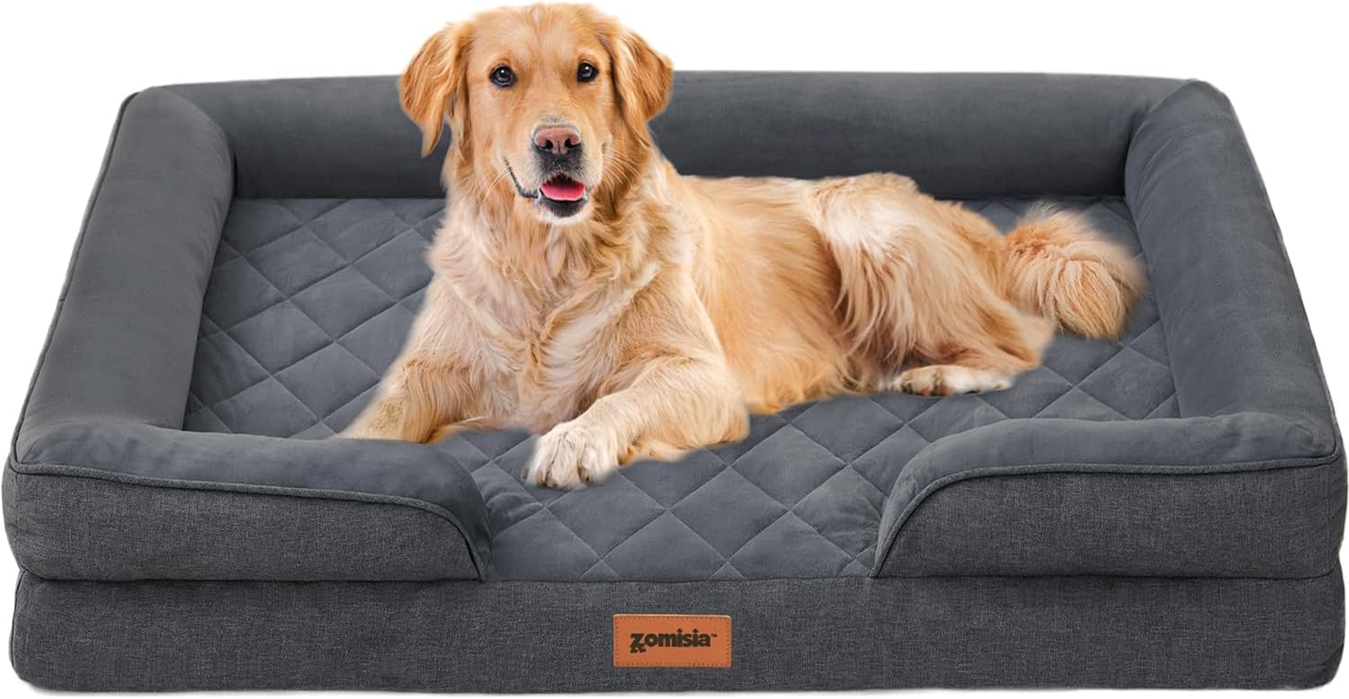 Orthopedic Dog Bed for Extra Large Dogs with Bolsters and Foam
