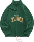 Letters Embroidered Raglan Quarter Zip Fleece Pullover - Cozy Layer