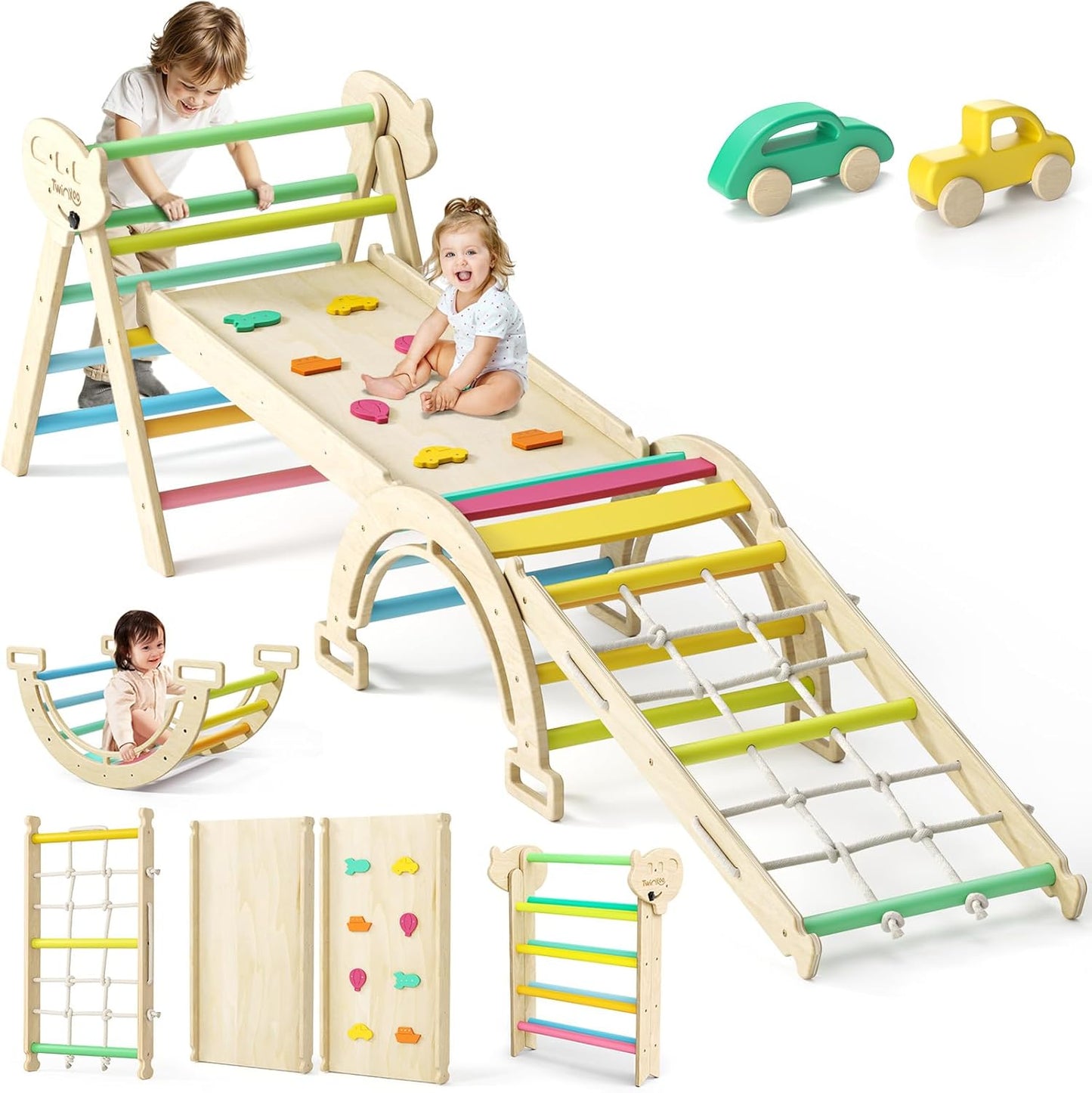 8 in 1 Pikler Triangle Set for Toddlers - Safe Climbing Fun