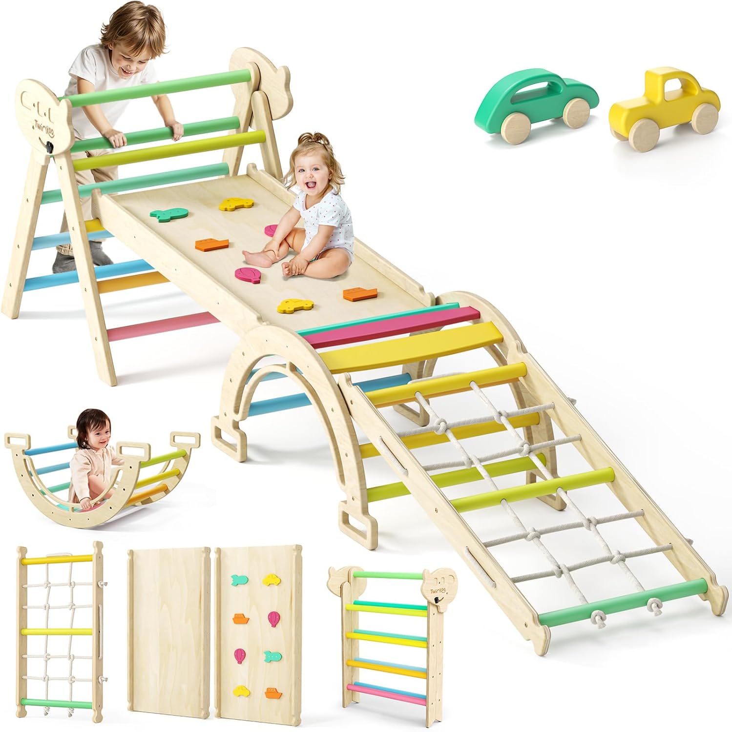 8 in 1 Pikler Triangle Set for Toddlers - Safe Climbing Fun