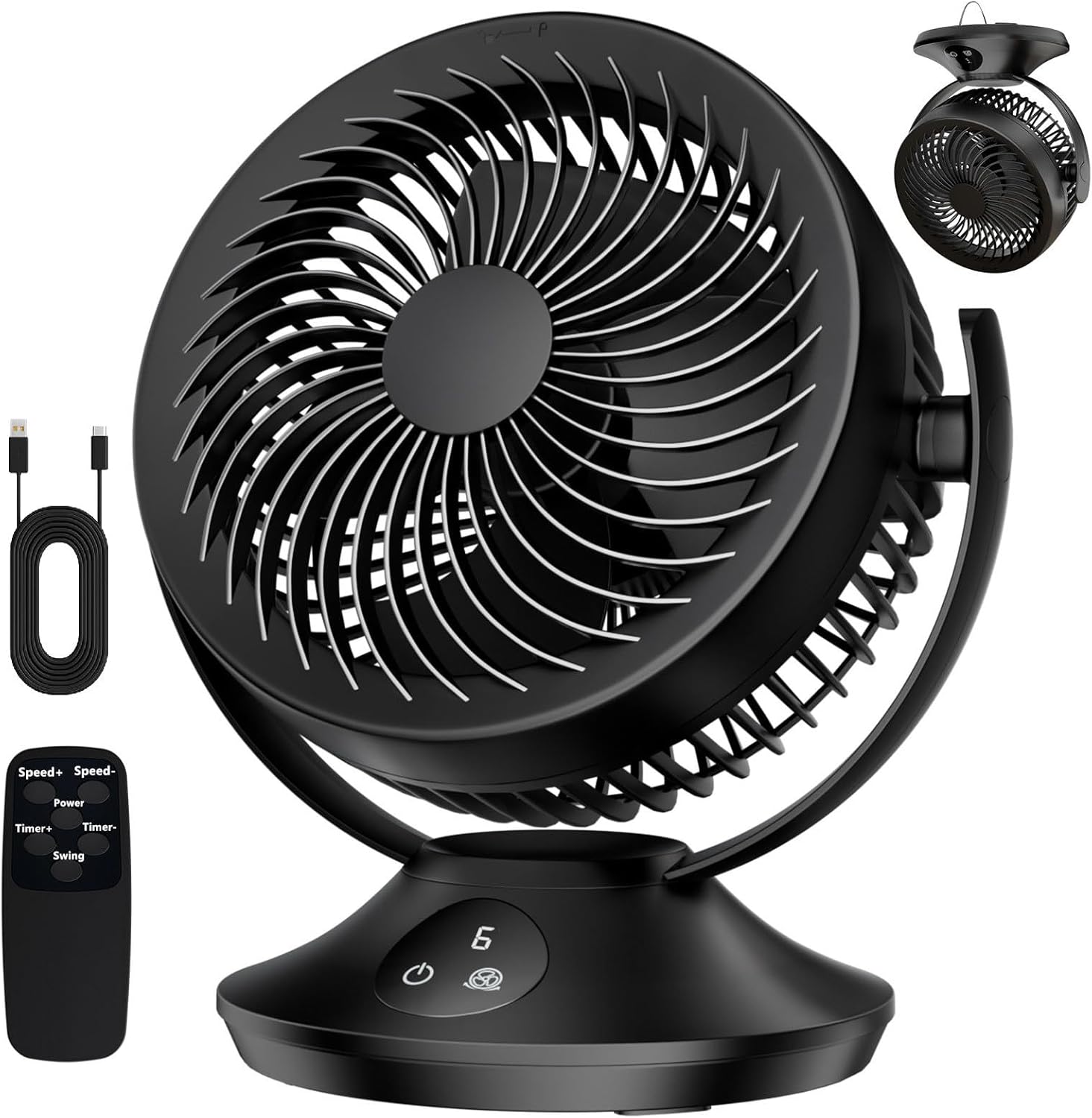 Portable 6-Speed Rechargeable Desk Fan - Powerful Cooling Anywhere