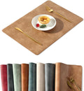 Cowhide Pattern PU Leather Placemats Set of 8 Camel - Heat Resistant