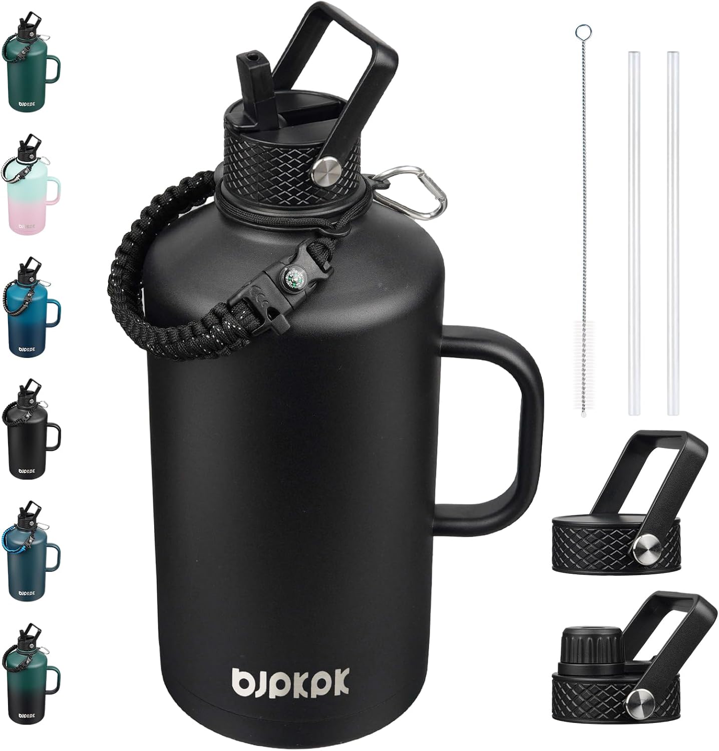 Insulated Water Bottle with Straw Lid - 1 Gallon Stainless Steel